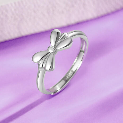 Wanfulong platinum 950 fugitive princess bow ring for women, niche design, light luxury and high-end hot style for girlfriend, platinum 950 bow ring opening 4.12g