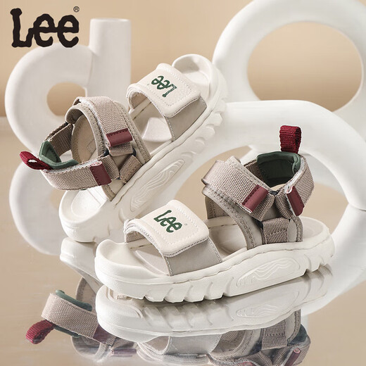 Lee children's shoes summer children's sandals girls black hollow sports beach shoes boys and girls beige 26 recommended foot length 159.5mm