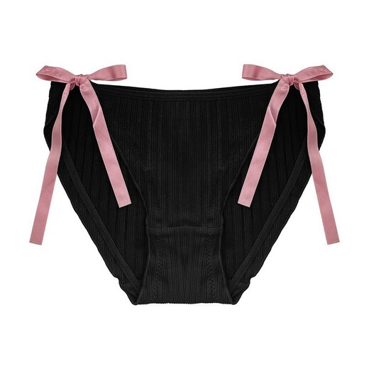 Universal French pure lust girl underwear, sweet pure cotton new breathable bow low-waist briefs C-hollow 12% off for orders of 5 pieces M