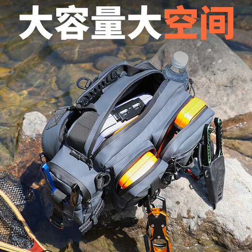 Camper waterproof crossbody bag multifunctional waist bag shoulder bag fishing gear bag pole bag storage bag knight black-fanny bag naked bag + bait box