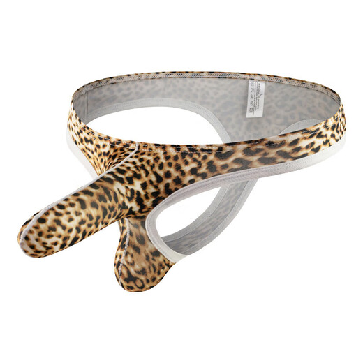 Universal Men's Underwear Ice Silk Elephant Trunk Leopard Print Thong Sexy, Comfortable, Big Butt, Bullet Separated Pants, Leopard Print Color XXL