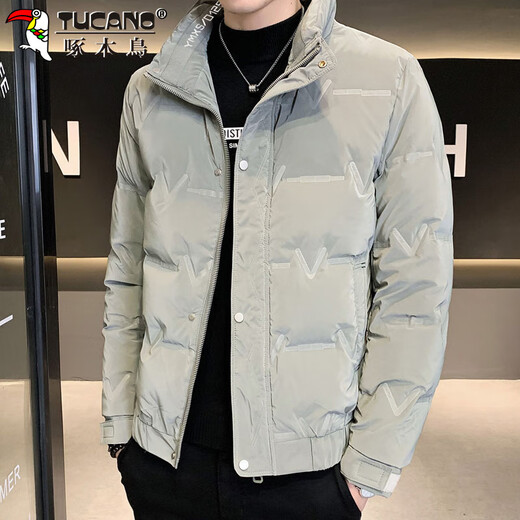 啄木鸟（TUCANO）羽绒服男款立领外套男冬季保暖面包服防寒休闲工装上衣 豆绿 L 