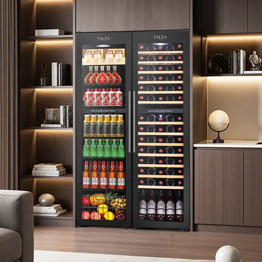 TYLZA red wine cabinet, ice bar, thermostatic cabinet, display cabinet, wine and tea refrigerator, fresh beer beverage, multi-functional home living room, kitchen, office refrigerator TW-208 four temperature zone double door combination ice bar and wine cabinet