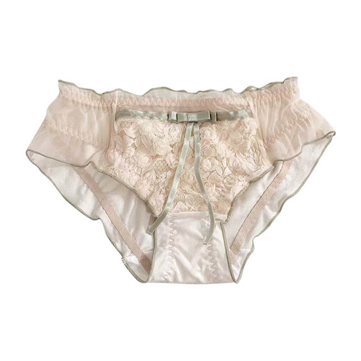 Universal French sweet girl panties, sexy mesh lace, breathable bow low waist panties, sweet milk tea, 12% off for orders of 5 pieces M