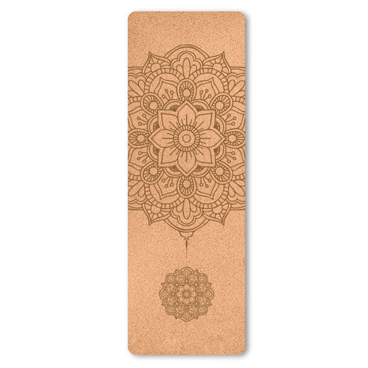 Portable cork tpe yoga mat, posture line, Pilates dance fitness mat, yoga studio lettering and logo, lotus style 2, 183*61*0.4cm