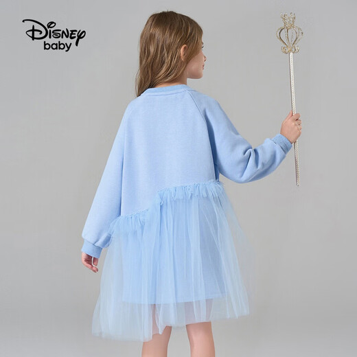 Disney (DISNEY) Elsa Princess Skirt 2025 New Sweater Skirt Girls Splicing Dress Children's Western-style Gauze Skirt Princess Skirt
