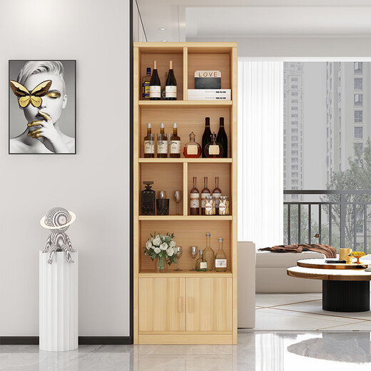 Zhong Zhanggui solid wood wine cabinet living room wall cabinet storage cabinet 2025 new display cabinet home wine rack storage rack storage cabinet door-to-door delivery thickened 15mm plate 140cm-log