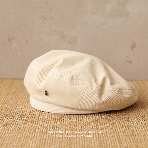Uncle Beard's Autumn and Winter Corduroy Beret Women's Korean Retro Versatile Face-Showing Little Painter Hat Literary Style Apricot One Size (55-59cm Adjustable