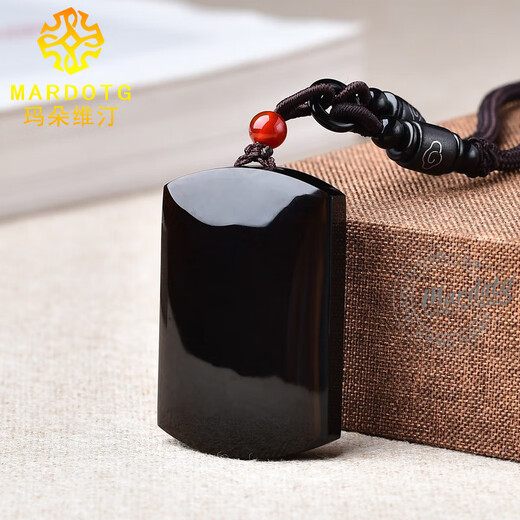 MARDOTG Black Crystal Nothing Brand Pendant Men's Peace Amulet Black Crystal Necklace Birthday Gift