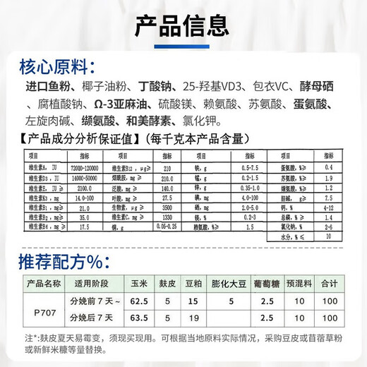 Chuanshi P707 10% sow peripartum premix pig feed for first parity sows net weight 20kg pig feed 20kg