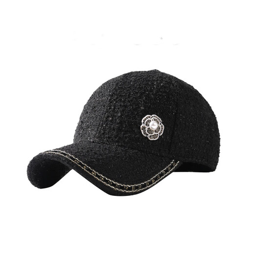 Special Autumn and Winter Small Fragrant Style Baseball Cap for Women Elegant, Fashionable and Versatile Cap, Casual and Versatile, Showing Face Small BQ230737 Black M(57-59cm