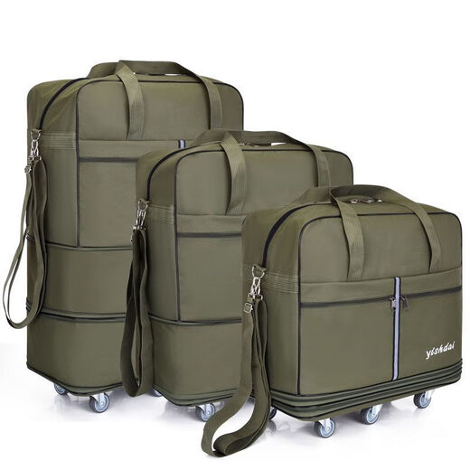 AIFENGGE 158 aviation checked bag wheeled luggage bag large-capacity travel bag women's moving suitcase folding travel bag 42-inch green four-layer extended S comes with a strap and 2 explosion-proof belts three-steel plate universal silent 6-wheel free code lock