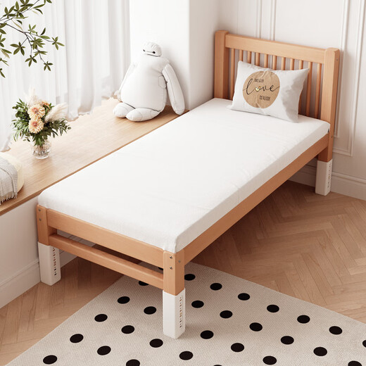 Goodbaby (gb) spliced bed with widened bedside beech wood children's bed single crib spliced large bed bed widened spliced artifact flat bed SF package upstairs 150x50cm