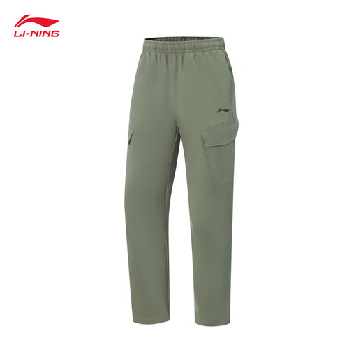 Li Ning C-position pants water-repellent sweatpants men's 2025 new loose and versatile retro casual overalls sweatpants plus velvet gray military green 731-3 M
