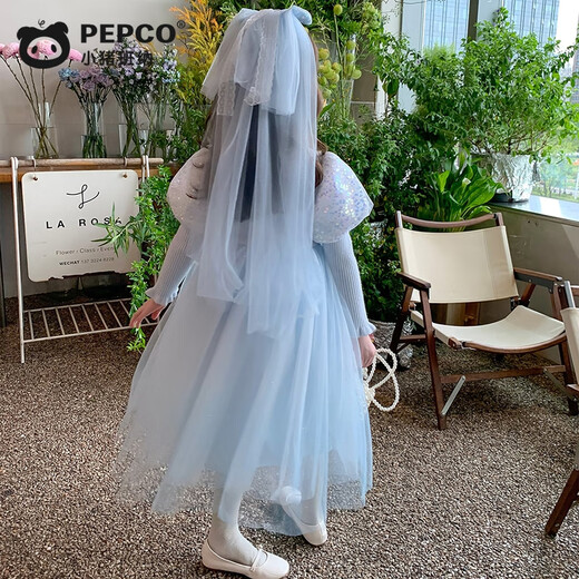 Piggy Banner (PEPCO) Mädchen Elsa Prinzessin Kleid Winterkleidung Kinder Modischer Winter Mädchen Elsa Rock Herbstkleid Blau 110