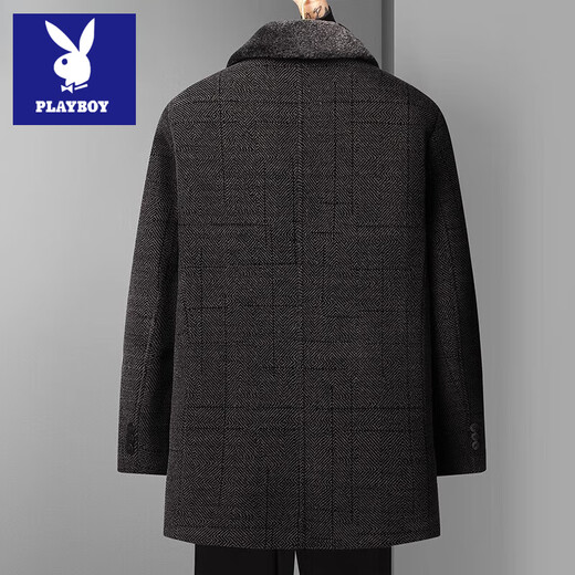 Playboy Dad Winter Jacket Chenille Mid-Length Down Jacket Middle-aged and Elderly Men's Jacket Father's Autumn and Winter Cotton Jacket LX802 Black Gray 2x Thick Velvet Quality Chenille M 170 90-110Jin Jin is equal to 0.5 kg