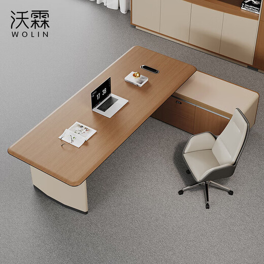 E0 Level Manager Desk Boss Desk Simple Modern President Single Supervisor Office Desk and Chair Combination Single Side Cabinet-1.6 Meter Desk