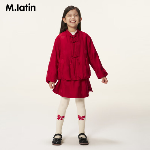 M.Latin shopping mall same style New Year's greetings children's skirt 26 spring new style polka dot jacquard regular waist skirt for girls and boys big red 140