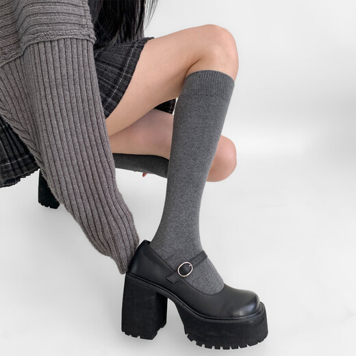 Perfect gray jk over-the-knee socks for women, autumn and winter long tube, extended over-the-knee gray, one size fits all