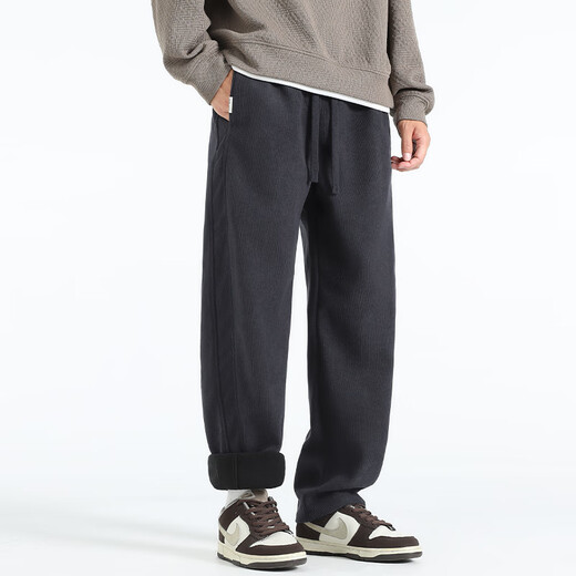 Mark Huafei Chenille Scimitar Pants Men's 2025 New Warm Trousers Loose Velvet Thickened Casual Pants Khaki XL