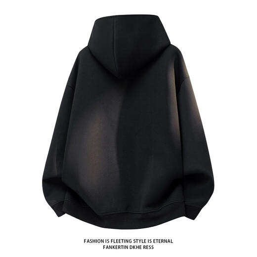 VETECOCOFF heavyweight cardigan sweatshirt for men in autumn and winter 520g Chinese cotton plus velvet thickened rivet design hooded jacket black M (recommended 90~120Jin Jin equals 0.5 kg)