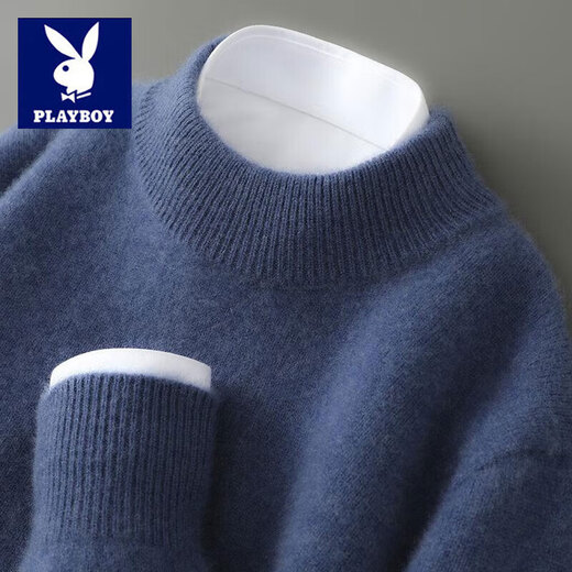 Playboy (PLAYBOY) 2025 First-line Ready-to-Wear Wool Sweater Men's Half-Turtle Collar Thick Sweater Winter Loose Wool Knitted Bottoming Sweater Rice Camel L Recommended 120-140 Jin Jin equals 0.5 kg