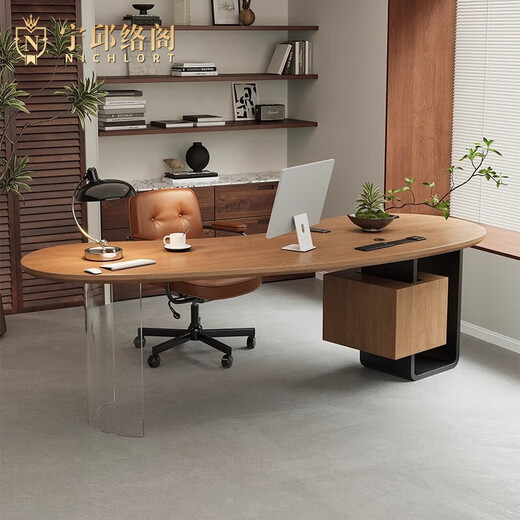 Ningqiu Luoge (NICHLORT) Italian solid wood boss desk CEO office computer desk workbench home desk light luxury modern high-end 2.0m desk ash wood