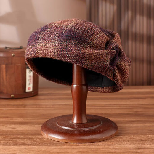 2025 new European and American style versatile fashionable high-end autumn and winter warm and thickened fashionable casual retro beret for women, gold sand color, high-end design, one size fits all