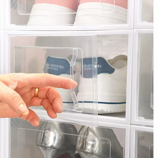 Yusenyi thickened shoe box storage box transparent shoe storage artifact shoe rack shoe cabinet storage box shoe storage space-saving dormitory small transparent gray frame (12 pieces) 34x26x17cm