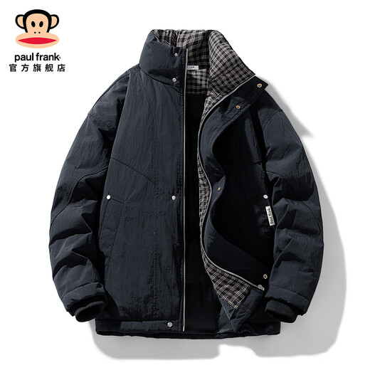 Big mouth monkey (paul frank) stand collar contrasting color cold-proof cotton coat for men in winter new fashion brand warm thickened cotton coat casual versatile cotton jacket black official authentic L recommended 125-145Jin Jin equals 0.5 kg