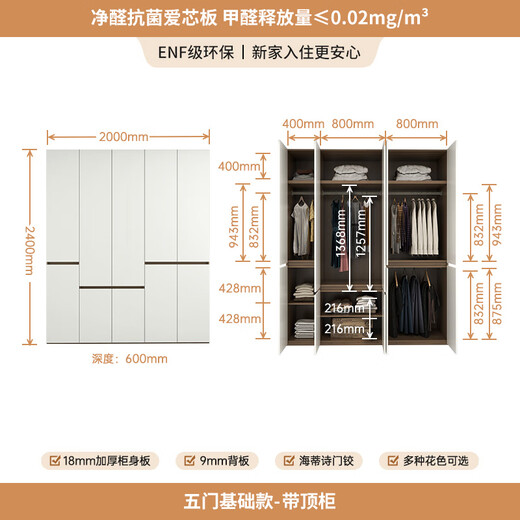 Oppein flat door cabinet master bedroom combination cabinet ENF grade whole house custom wardrobe overall bedroom light custom wardrobe customization