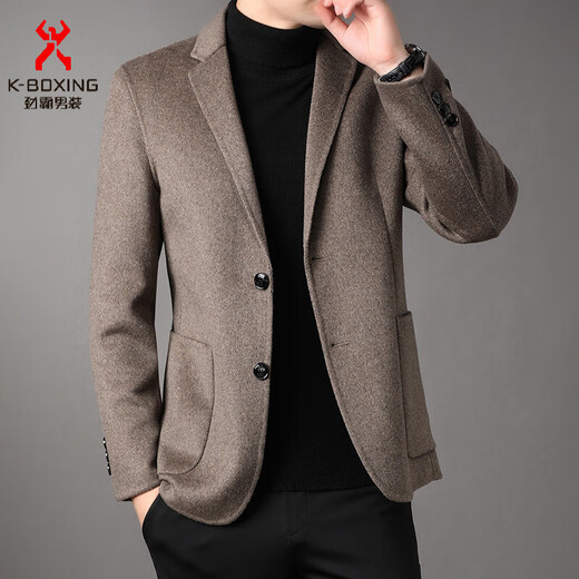 KBXNG Jinba single-breasted thickened suit jacket men's 2025 autumn new fashion casual warm wool jacket men gray S recommended 90-110Jin Jin equals 0.5 kg