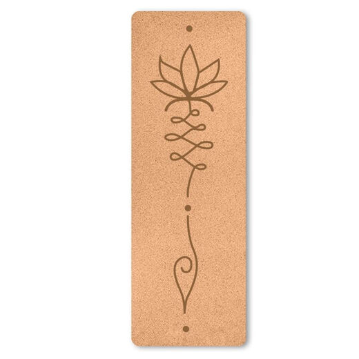 Portable cork tpe yoga mat, posture line, Pilates dance fitness mat, yoga studio lettering and logo, lotus style 2, 183*61*0.4cm