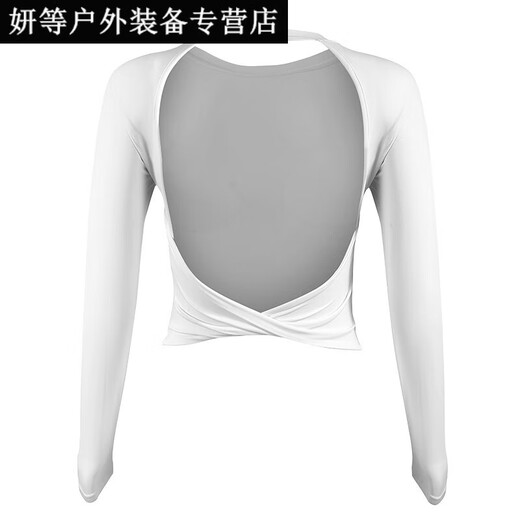 Ayub Flagship Store backless fitness clothes for women with chest pads and beautiful back new Pilates training long-sleeved yoga tops off-white with fixed chest pads S