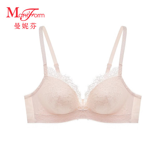 Maniform Sexy Lace Bra, Comfortable Small Breast Gathering, Magic Palm Cup Wireless Bra, Women's Support Tee Bra, Pink 75B (70C/80A can also be photographed)