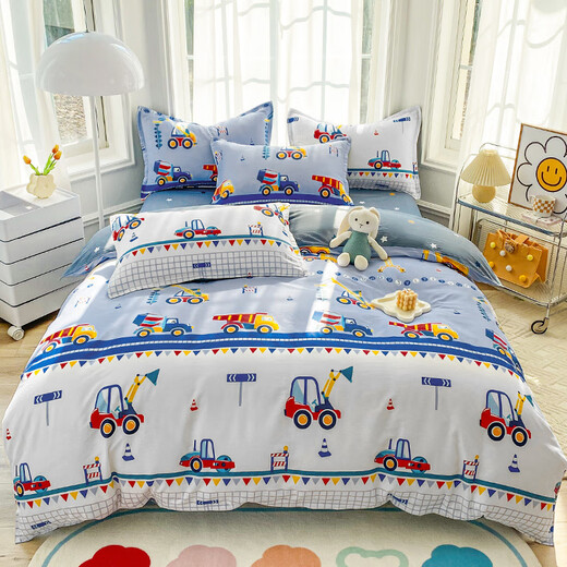 Hongdou Home Textiles (HOdoHome) Kindergarten three-piece children's quilt cover pure cotton quilt cover baby six-piece quilt bedding set for nap Lugang Town 100% cotton pad quilt cover 90cm*200cm