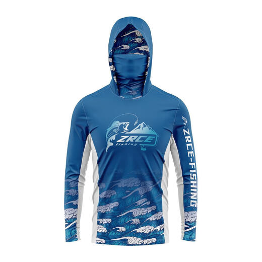 Fishing sun protection clothing men's ice silk Lua mask fishing quick-drying fishing clothing summer cool long-sleeved sun protection clothing J-DYFA-05 sea blue M