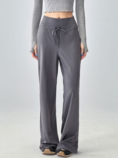 Fitness girl loose sports pants casual slimming yoga pants high waist Pilates training wide leg trousers new autumn and winter gemstone gray plus velvet style S S