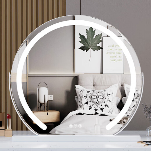 Shantou Lincun makeup mirror with light semi-circle light strip desktop tabletop rotatable fill-light smart vanity mirror touch control beauty mirror rotating semi-circle light strip white 40cm plug-in