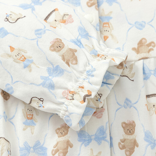 BALABALA balaOne BALABALA Children's Clothing Newborn Jumpsuit Romper Suit 2026 New Spring Clothes Cute White Blue Tone 00318 52cm