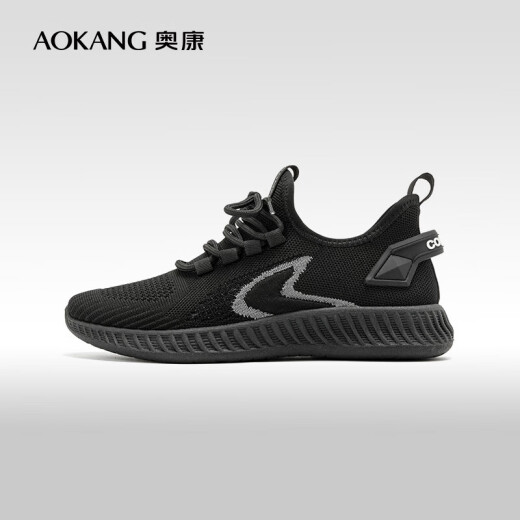 Aokang official women's shoes 2024 spring new breathable daily sports shoes light and comfortable outdoor casual fly woven shoes black 37