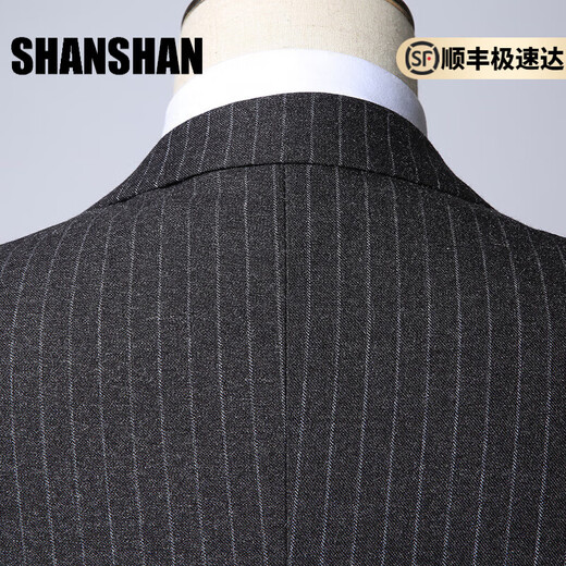 SHANSHAN light luxury brand 2025 new men's suit slim fit wedding groomsmen business suit suit for men gray stripes L 170