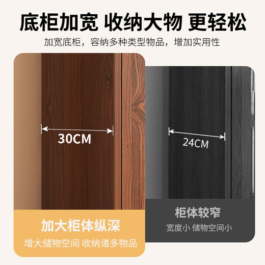 Zhong Zhangguo wine cabinet living room wall-mounted integrated cabinet home meal preparation cabinet solid wood color tea cabinet entrance display cabinet partition cabinet 6 doors 1 drawer 2 compartments pastoral color 80x30x174cm