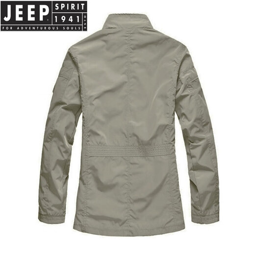 JEEP SPIRIT spring and autumn middle-aged loose plus fat plus size casual jacket men's thin mid-length windbreaker khaki L weight 130-145Jin [Jin equals 0.5 kg] and above