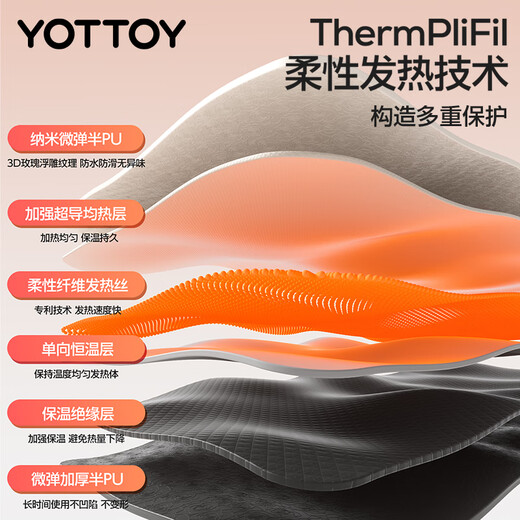 Yottoy heated yoga mat fitness mat winter quick heating home professional non-slip thickened nap mat safe quick heating gray