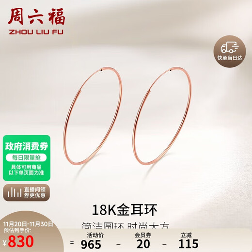 Saturday Fortune 18K gold earrings for women, gold hoop earrings KI096010, small size, birthday gift