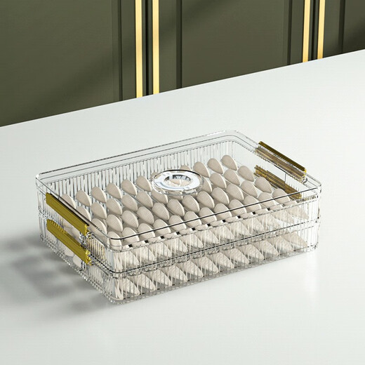 Muding Ding two-layer dumpling box, dumpling storage box, sealed noodle dumpling storage box, quick-freezing refrigerator, freezer crisper, transparent timer dumpling box, two layers