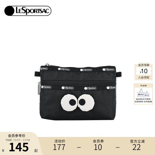 LeSportsac New Cute Big Eyes Clutch Coin Purse Commuting Bag Women's Bag Gift for Girls Classic Black