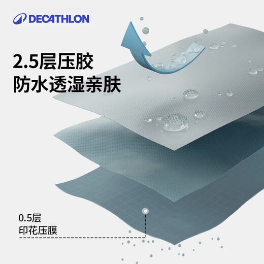 Decathlon Hard Shell Jacket Top Men's and Women's Outdoor Windproof Mountaineering Hiking Waterproof Jacket Windbreaker Sports Jacket MH150 Black-2025 New (Men's MH100) L