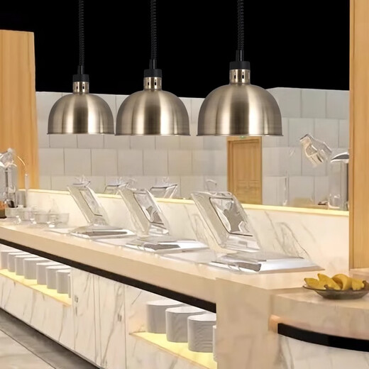 Qiermei retractable food insulation lamp hanging food heating lamp cafeteria barbecue lamp catering insulation lamp supermarket dry goods hanging wire-02 style/29cm bright red non-retractable